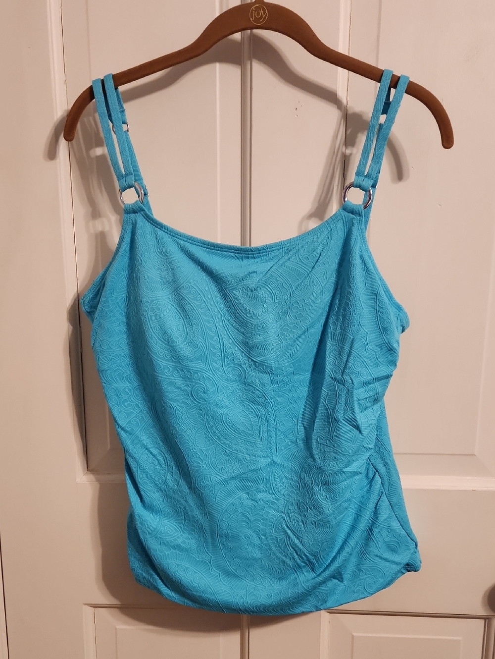 Bal Harbour XL Women’s Turquoise Textured Swim Tank Top with Double Straps